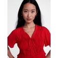 thumbnail image 5 of Scenario Women's and Women's Plus Textured Tie Front Top, Sizes XS-4X, 5 of 6