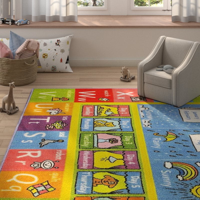 KC Cubs Playtime Collection Multicolor ABC Seasons Months Days Educational 5' 0" x 6' 6" Area Rug