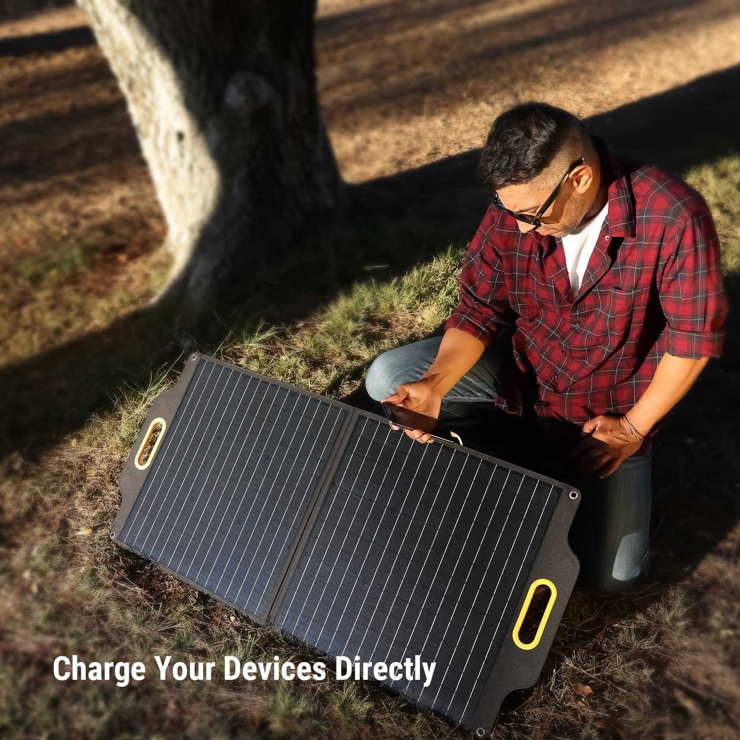 80 Watt Portable Solar Panel with Patented LCD Digital Window, Solar Charger for Camping, Outdoor and RV, Compatible with Jackery, BLUETTI, Anker, Goal Zero Portable Power Stations