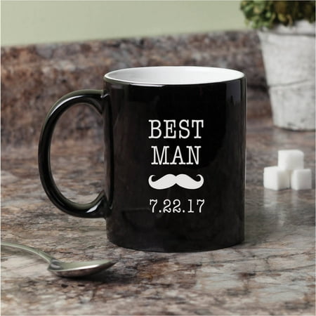 Wedding Party Mustache Black and White 11 oz Coffee