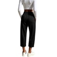 thumbnail image 6 of SBYOJLPB Women Elastic Waist Pants Casual Drawstring Comfortable High Waist Solid Color Trousers, 6 of 6