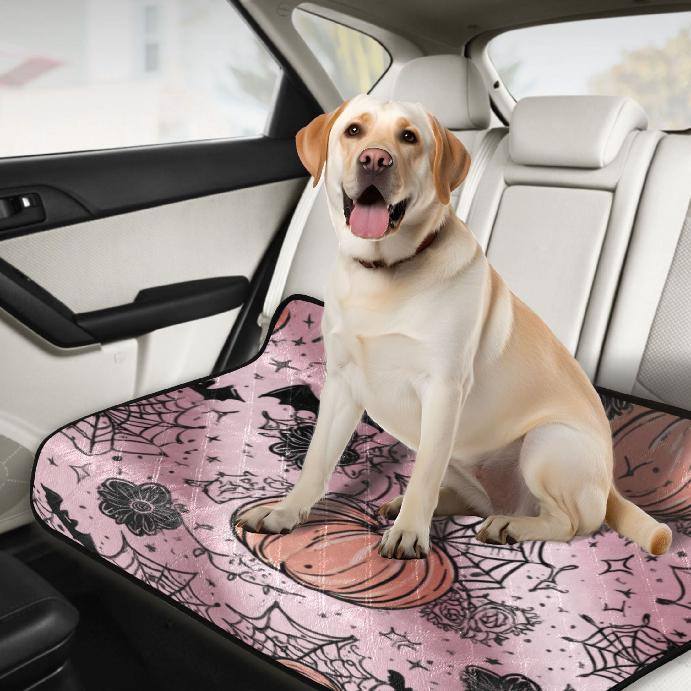 Washable Pet Pee Pads with Super Absorbent Reusable Training Pads for Dogs & Cats Black Flowers and Spider Web