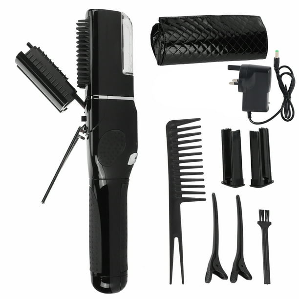 Cortadora de cabello con puntas abiertas Cortadora de cabello eléctrica automática con puntas abiertas Herramienta de peluquería para el cuidado del cabello 110-240 V (negro) Enchufe del Reino Unido