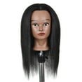 thumbnail image 1 of Cabeza de maniquí afro de cabello humano para peluquería y cosmetología. 16 pulgadas negro claro, 1 of 9