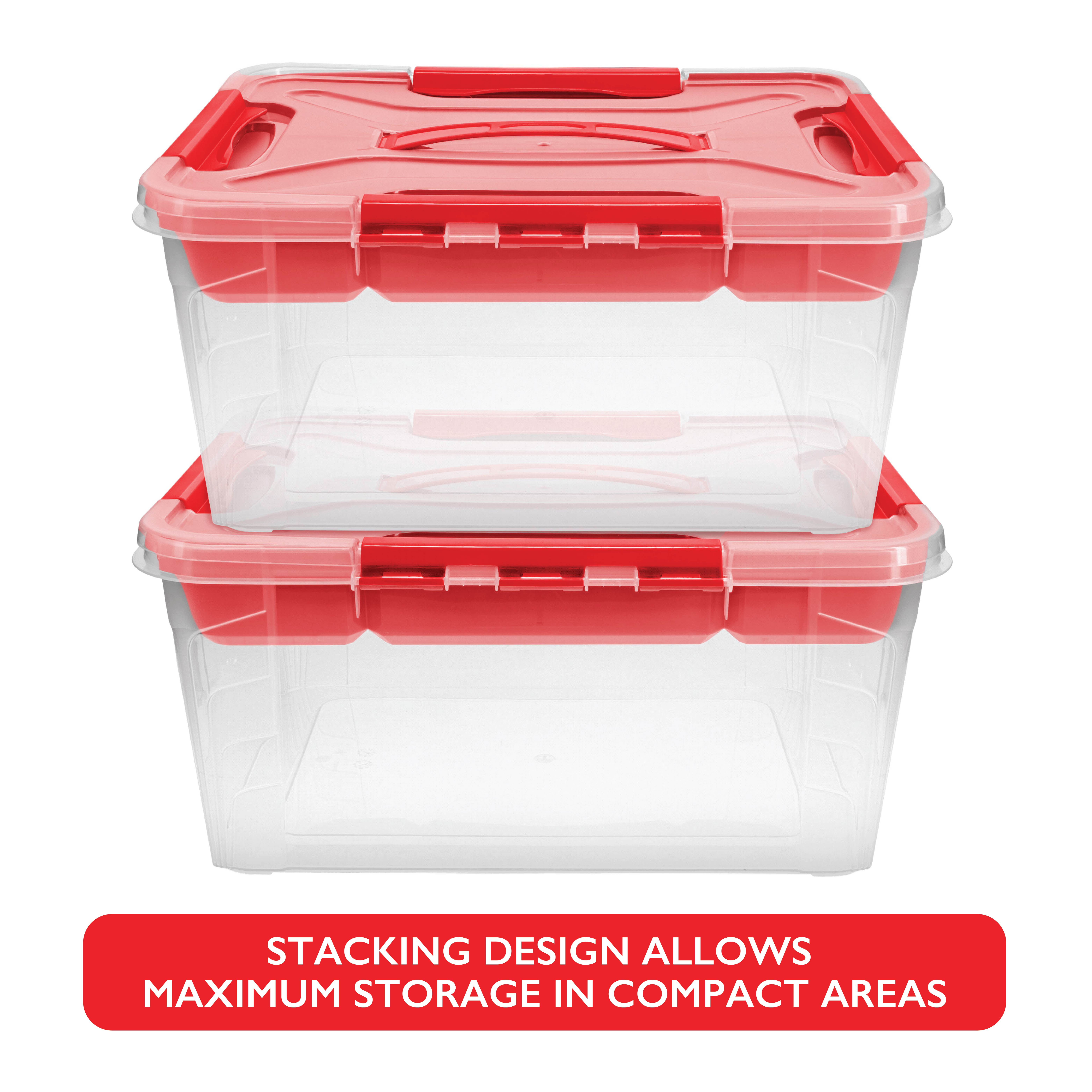 Durable Plastic Food Container Set with Snap Locking Lids, 48 Piece Set in  Red, 48 PC - Ralphs
