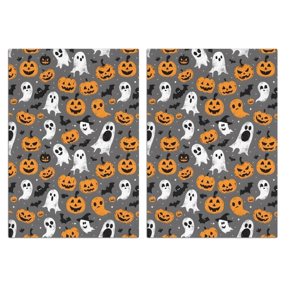 2 Pcs Funny Kitchen Towels,Halloween Ghosts Pumpkins and Bats Microfiber Dish Towels,Kitchen Tea Towels,Kitchen Towel Set (18" X 26")