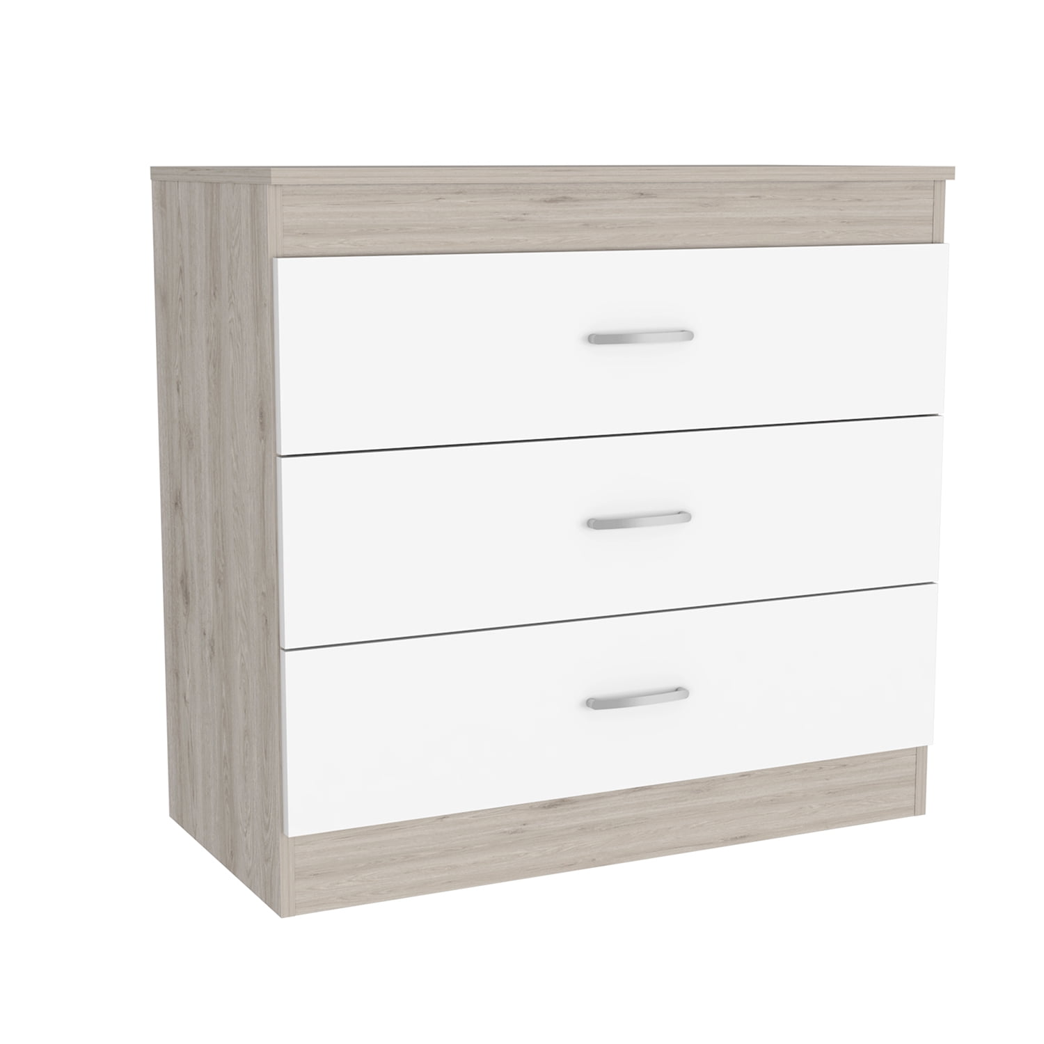 Kadyn Three Drawer Dresser, Chest of Drawers with Metal Hardware, Storage Cabinet for Bedroom, White Nightstand Kadyn Three Drawer Dresser, Chest of Drawers with Metal Hardware, Storage Cabinet for Bedroom, White Nightstand
