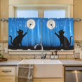 thumbnail image 2 of Yayeee Kitchen Curtains Tier Set of 2 Light Filtering 57"x24" Over Sink Window Panels, Black Cat Moon, 2 of 7