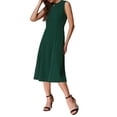 thumbnail image 4 of INSPIRE CHIC Notch V Neck Dresses for Women Elegant Work Office A-Line Dress with Pockets L Dark Green, 4 of 6