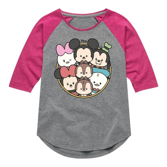 Disney - Mickey Friends Group - Toddler & Youth Girls Raglan Graphic T-Shirt