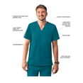 thumbnail image 3 of Adar Addition Scrubs For Men - Classic V-Neck Scrub Top - A6006 - Caribbean Blue - L, 3 of 7