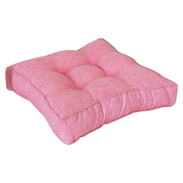 Coussin de Sol en Lin avec Rembourrage en Coton, Forme Ronde 40 cm pour Yoga Salon Balcon Bureau Extérieur Tatami