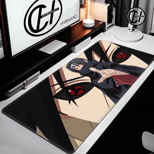 Alfombrilla de ratón de Anime japonés para ordenador portátil, alfombra para teclado de juegos de Luna Roja XL n-narutoS, alfombrilla para ratón PC i-itachi Gamer u-uchiha