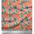 thumbnail image 1 of Soimoi Poly Georgette Fabric Leopard Skin,Leaves & White Flower Floral Printed Craft Fabric by The Yard 52 Inch Wide, 1 of 1