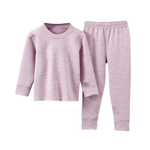 asjyhkr Kids Clothes Fall Outfits Striped Long Sleeve Undershirts Comfy Lounging Pants Home Sets for Boys Girls(1-2 Years,Purple)