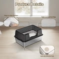 thumbnail image 4 of Stainless Steel Cat Litter Box - Extra Large 60x40x31.5cm High-Sided Tray with Lid (Black) for Odor Control, Anti-Splash Design, 4 of 7