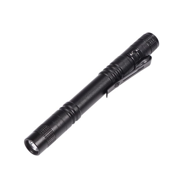Linterna de bolsillo ZPSHYD con luz LED, mini linterna portátil negra con clip, luz brillante, funciona con pilas