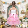 thumbnail image 5 of Sunny Fashion Girls Dress Easter Rabbit Bunny Face Pink Layered Ruffle Pom Party 7 Years, 5 of 7