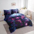 thumbnail image 2 of Manfei Halloween Skull Butterfly King Bedding 7pcs, Gothic Floral Rose King Bed in a Bag, Blue Purple Pink,Navy Blue Reversible, 2 of 7