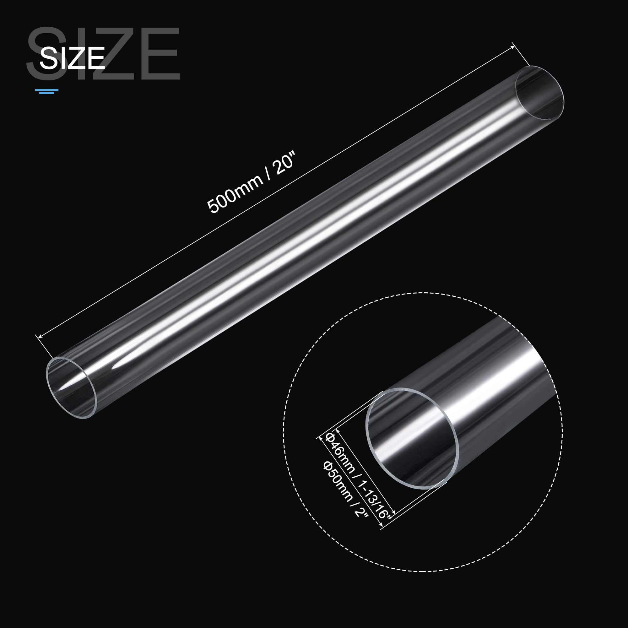 Unique Bargains Acrylic Pipe Round Tube High Impact 13/16" x 2"