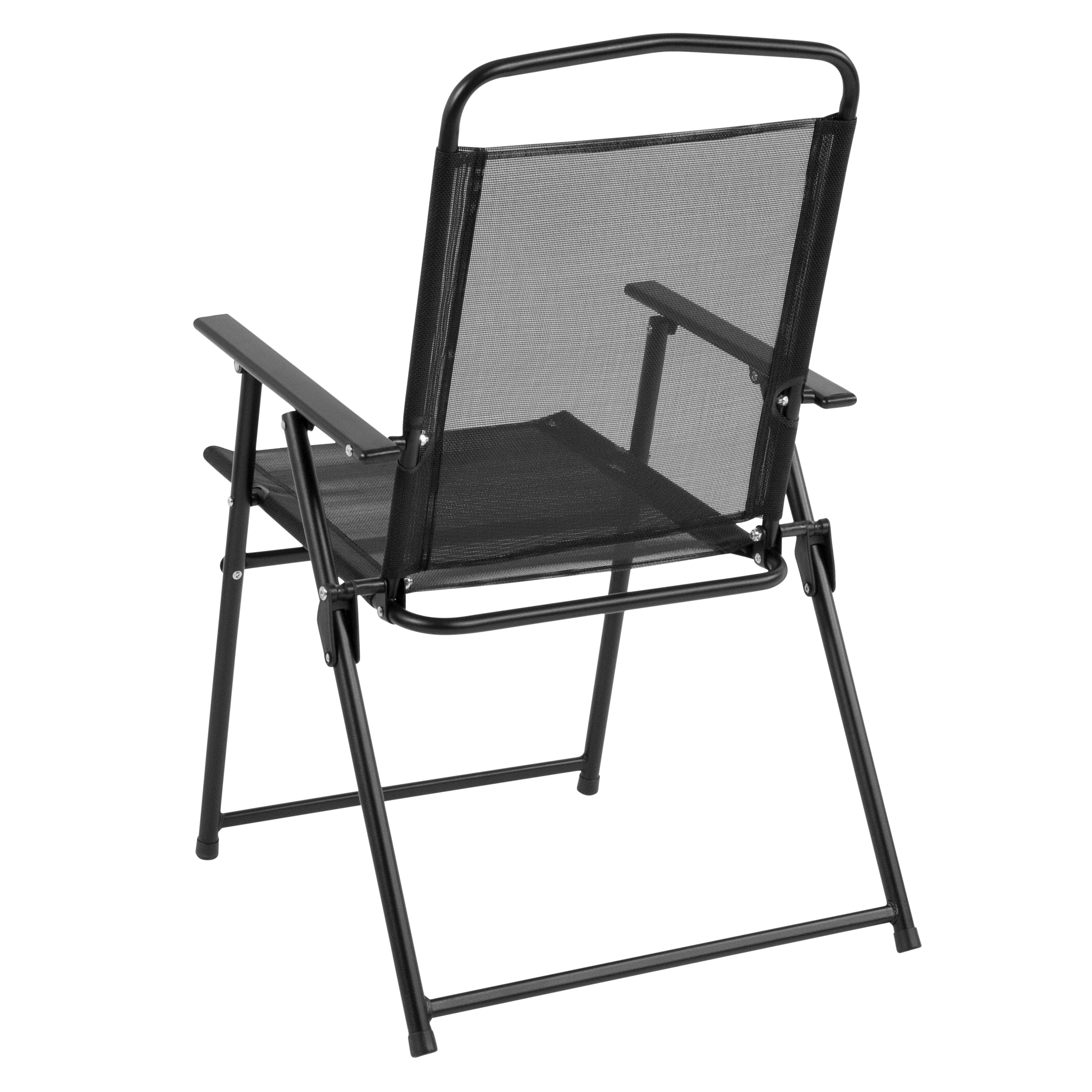 Flash Furniture Nantucket 6 Piece Black Patio Garden Set With Table Umbrella And 4 Folding Chairs Walmart Com Walmart Com