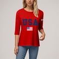 thumbnail image 5 of vigerkar 3/4 Sleeve USA Patriotic Shirts for Women 4th of July America Stars Stripes Flag Graphic Tops Summer BBQ Tee (Red, S), 5 of 5