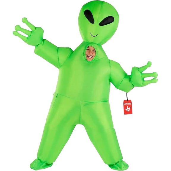 Morph Kids Giant Alien Inflatable Costume Boys Girls Blow Up Halloween Halloween Green One Size