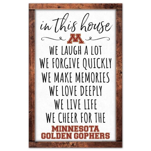 Wraft Fanatics 9416626528 11 x 17 in. Minnesota Golden Gophers Sign - Wood In This House