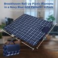 thumbnail image 5 of 6 Brookhaven Roll Up Picnic Blankets Set - Fleece, Woven Handle - Navy Blue, 5 of 5