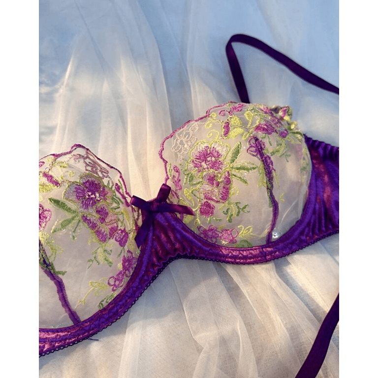 Violet Purple Silk Lingerie Set - Walmart.com
