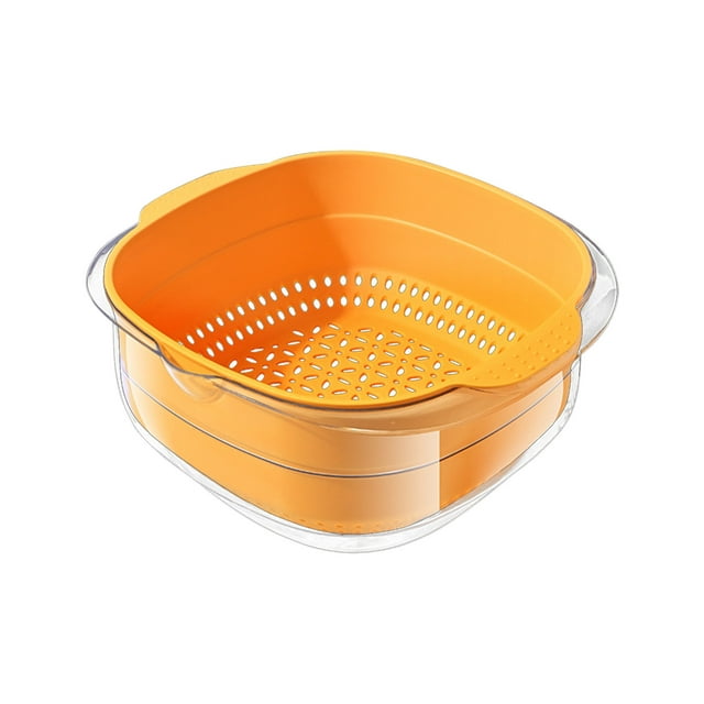 Cesta de drenaje de dos capas, cesta para verduras y frutas, para refrigerador, plástico, lavadora de verduras, cesta de cocina, diseño de dos niveles, resistente, fácil de limpiar, para