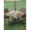 thumbnail image 3 of Outdoor Tablecloth with Umbrella Hole and Zipper, Christmas Pine Square Table Cloth 54x54 Inch Waterproof Tablecloth, Winter Colorful Xmas Trees Plant Beige Picnic Table Cover for Patio Camping, 3 of 7