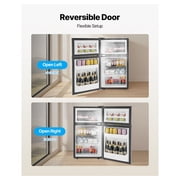 Mini Fridge with Freezer, 3.2 Cu.Ft, Two Door Compact Refrigerator, Adjustable Temp, Energy Efficient, Reversible Door, Low Noise - Bedroom, Dorm, Office