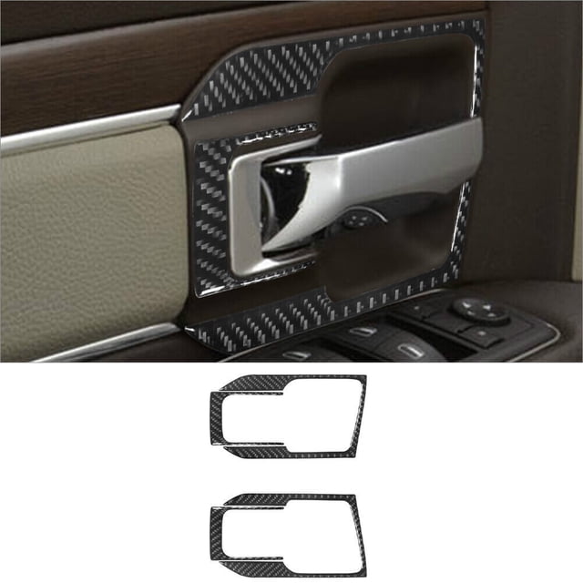Real Bright Soft Car Interior Carbon Fiber Sticker Decoration4Pcs For RAM 1500 Carbon Fiber Interior Front Door Handle CoverAuto Car Protection Interior Accessories