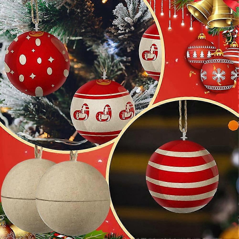 24 Pcs Christmas Paper Mache Balls 3.15 Inch Unpainted Empty Ball Ornaments Craft Supplies-C13