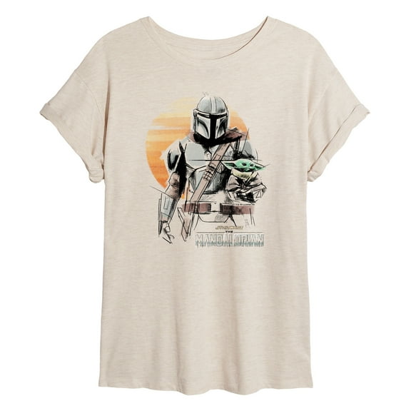 Star Wars - The Mandalorian Mando Marker Concept  - Womens Oversized Graphic T-Shirt