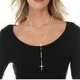 thumbnail image 2 of Floreo 10k Yellow Gold or Tri-Gold 5mm Rosary with Virgin Mary Medal and Crucifix of Jesus Cross Pendant Chain Necklace, 2 of 4