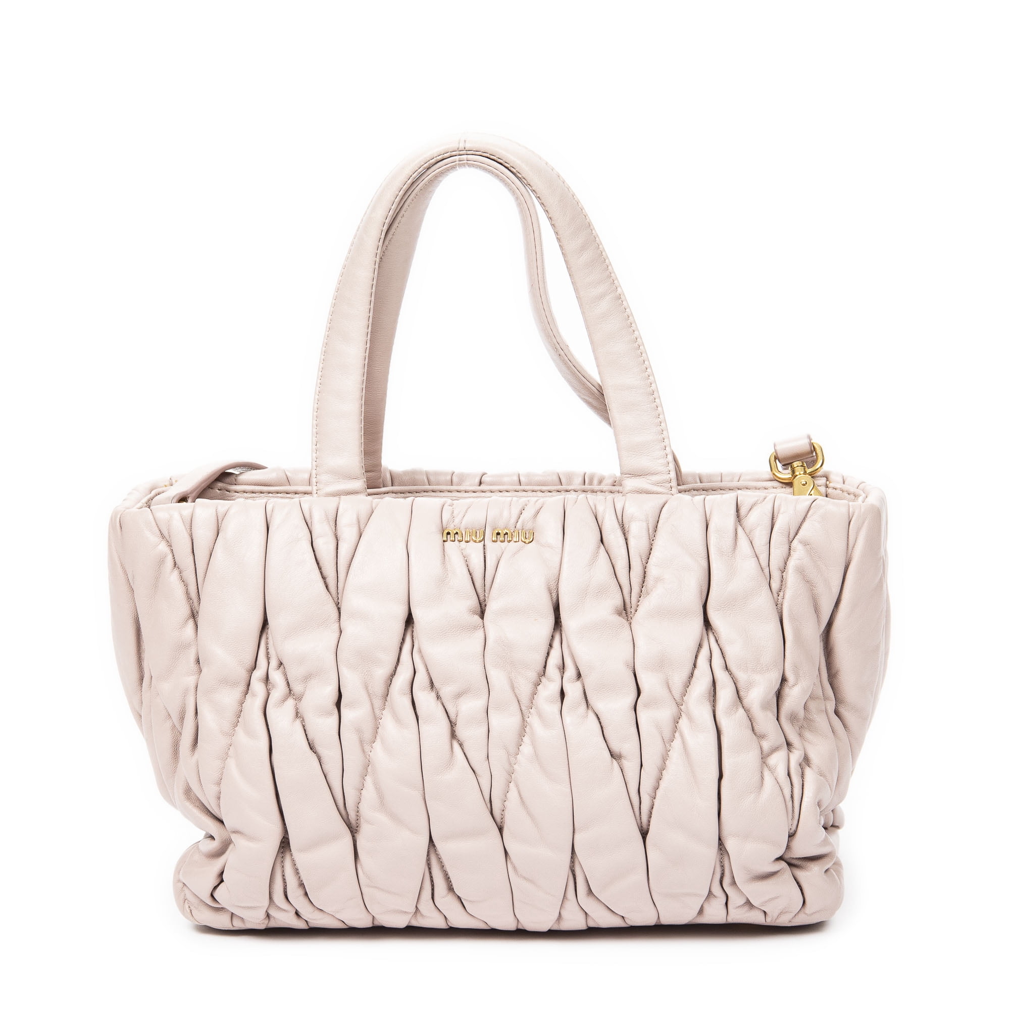 Pre-Owned Miu Miu Light Pink Matelasse Shopping Tote Handbag 
