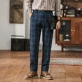 thumbnail image 4 of GINGTTO Men's Dress Pants Plaid Straight Leg Stretch Chino Pants Regular Fit Golf Business Casual, 4 of 6