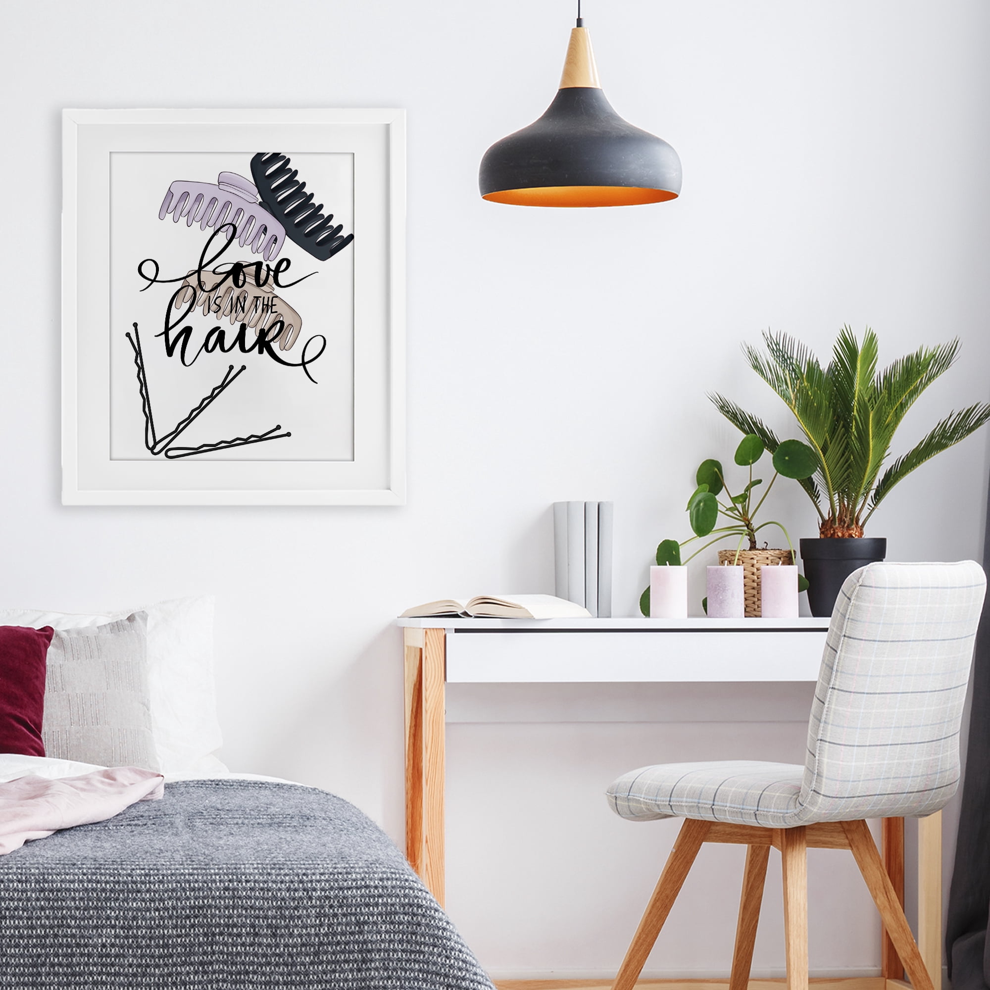 Stupell Industries Love Is In The Hair White Framed Print Under Glass, design by Jesse Keith