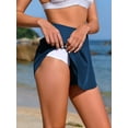 thumbnail image 4 of Womens Swim Shorts High Waisted Pleated Drawstring Sports Bottoms with Two Side Pockets, 4 of 6