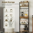 thumbnail image 5 of Bakers Rack, 5-Tier Coffee Bar Station, Coffee Stand with Pod Drawer Holder, Versatile Kitchen Storage Rack with 4 Hooks, for Living Room, Cafe Corner, Rustic Brown and Black KF01BRY1, 5 of 9