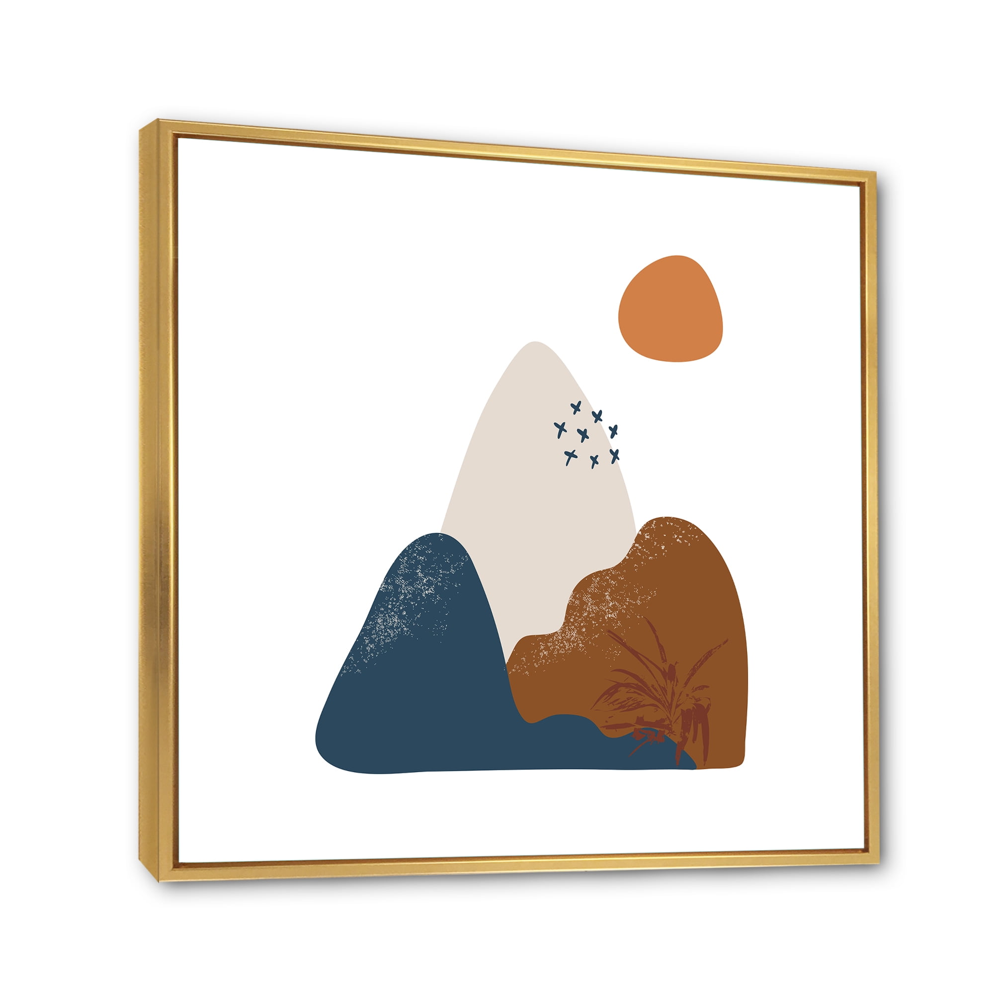Designart 'Abstract Minimal Shapes Under Flowers VI' Modern Framed Canvas Wall Art Print
