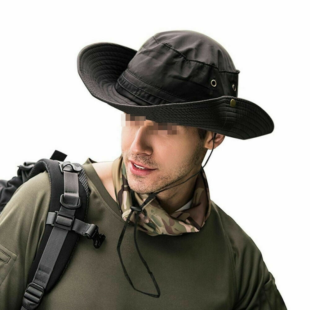 US Men Solid Wide Brim Packable Sun Hat Bucket Fishing Hiking Outdoor Beach Hat