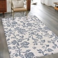 thumbnail image 3 of Blue Floral Large Area Rugs for Bedroom Living Room, Soft Non Slip Carpet Bedside Rug, Farmhouse Vintage Flower Leaf Botanical Rectangular Floor Cover Kitchen Accent Rug 2.7'x5' for Office, 3 of 9