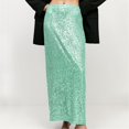 thumbnail image 5 of Hontri Skirt, Women's Solid Colour Sequin Back Split Fashion Casual Half Body Skirt Green L, 5 of 8