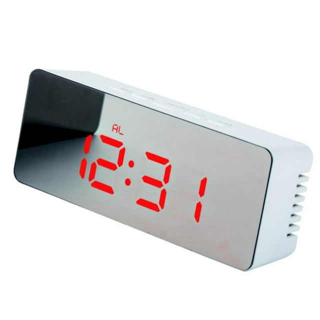 Reloj Despertador Multifunción Relojes Digitales LED - Temperatura / Modo de lámpara / Snooze / Espejo de Maquillaje - Rectángulo, roja Rectángulo luz LED roja perfecl LED Despertador Digital de Viaje