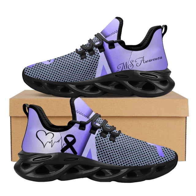 Zapatillas deportivas de malla con diseño de concienciación sobre el cáncer de autismo para mujer, ligeras, resistentes al desgaste, con plataforma, informales.