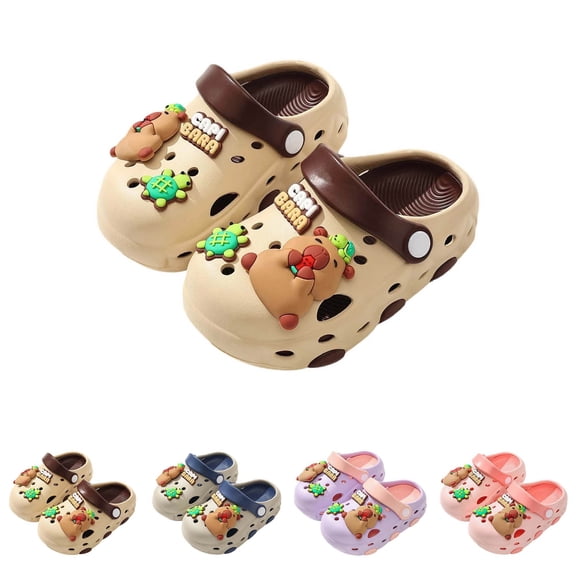 Huowey Toddler Kids Clogs Cute Cartoon Animal Graphic Summer Slippers For Girls Soft Anti- Sole Indoor Outdoor Waterproof Beach Sandal Holiday Vacation Casual Garden Shoes,Grey,3-4 Years