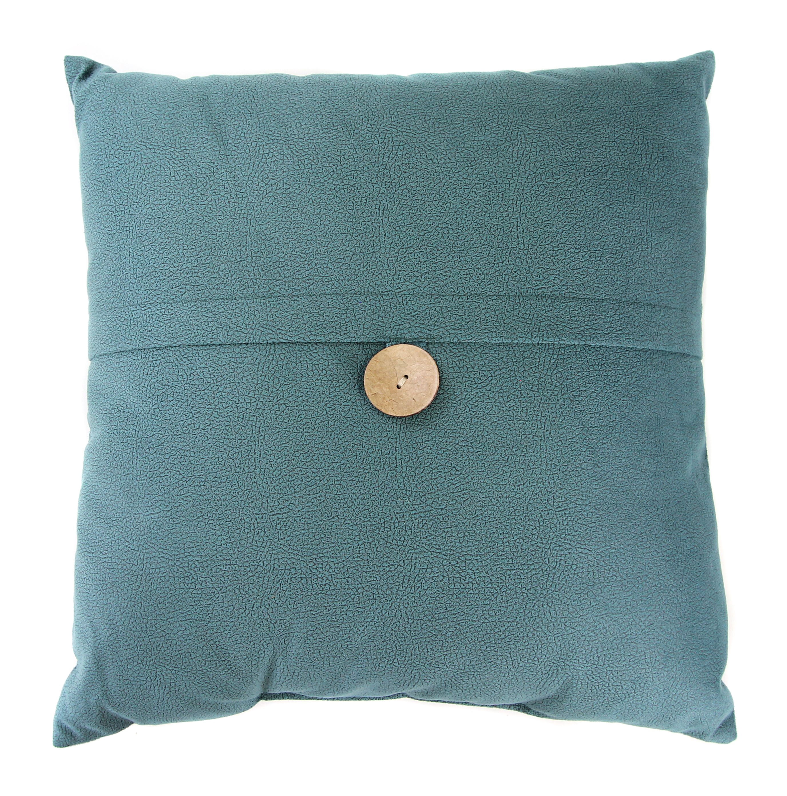 Embossed Suede 20x20 Teal Throw Pillow with Button